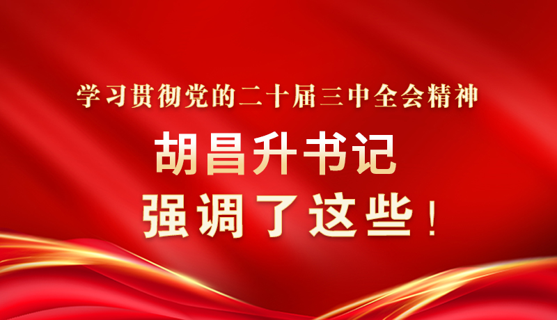 圖解|學(xué)習(xí)貫徹黨的二十屆三中全會(huì)精神 胡昌升書(shū)記強(qiáng)調(diào)了這些！